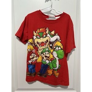 Vtg Nintendo Super Mario Graphic Shirt Luigi Yoshi Bowser 2011 Red Boys Medium
